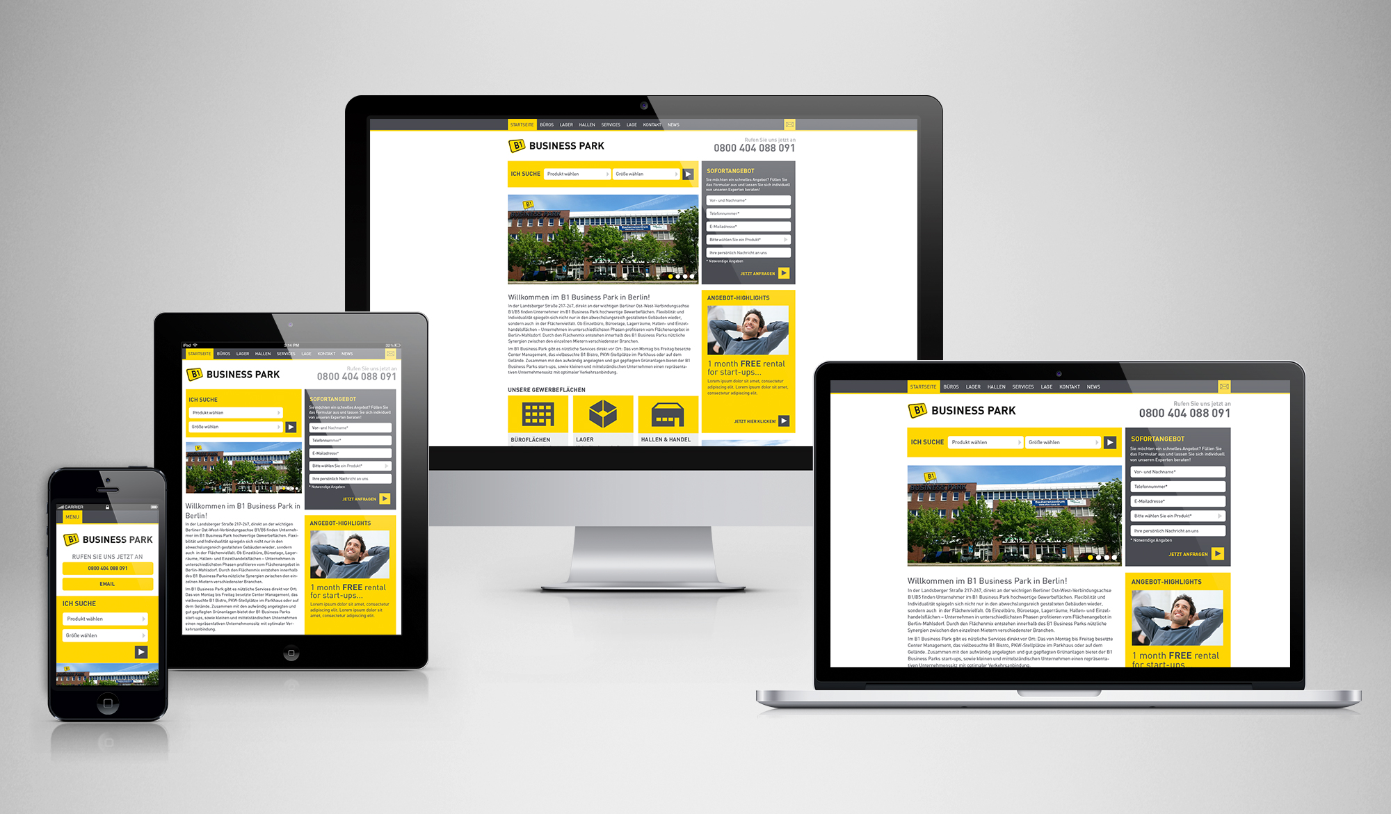 B1 Business Park responsive website